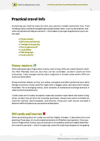 example page 5 from our offline Travel Guide for Papua New Guinea
